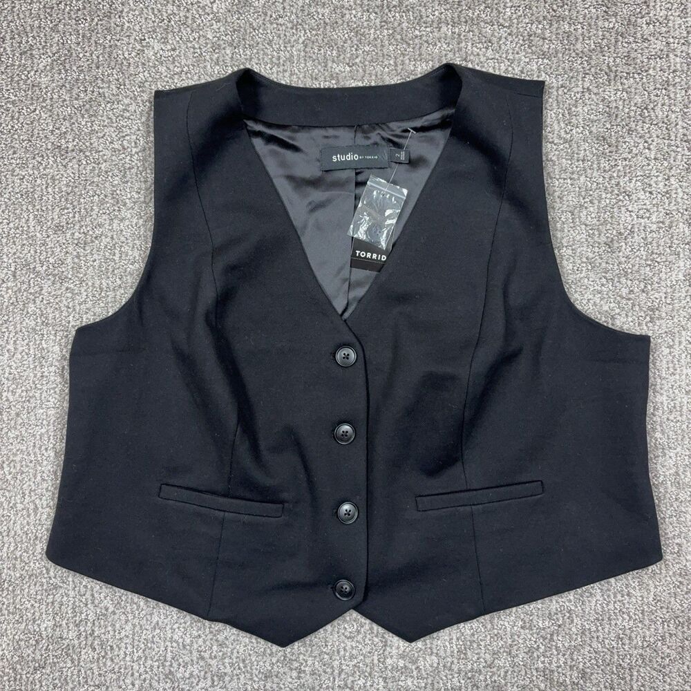 Torrid Vest Womens 2X Black Short Tailored Cropped Office Workwear Capsule